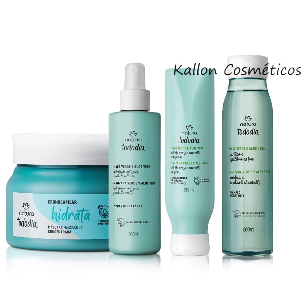 Linha Tododia Maça Verde e aloe vera, Natura Cosméticos, hidratação, Hidratante, Shampoo, Condicionador,Spray Hidratante