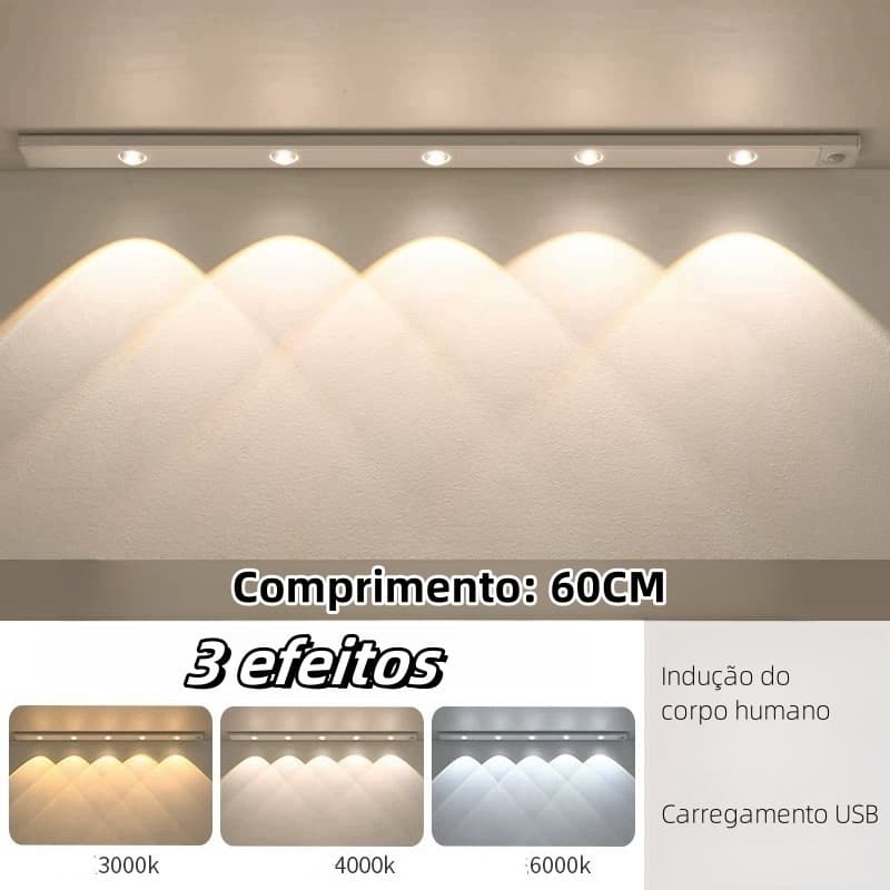 60cm Luz 3Cores Regulável Led Luminária USB Recarregável Lâmpada Sensor De Movimento Luz Noturna Iluminação -F9