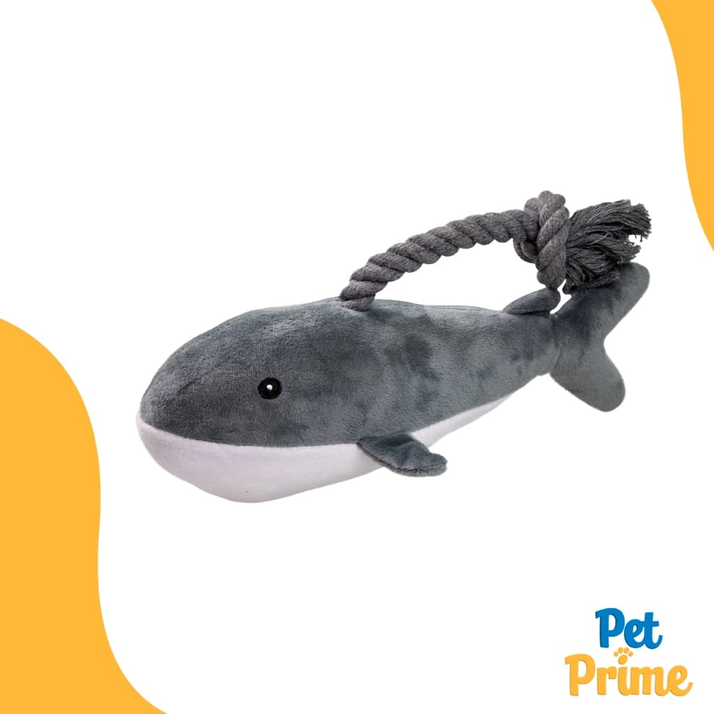Brinquedo Pelúcia Baleia com Corda para Cães e Gatos