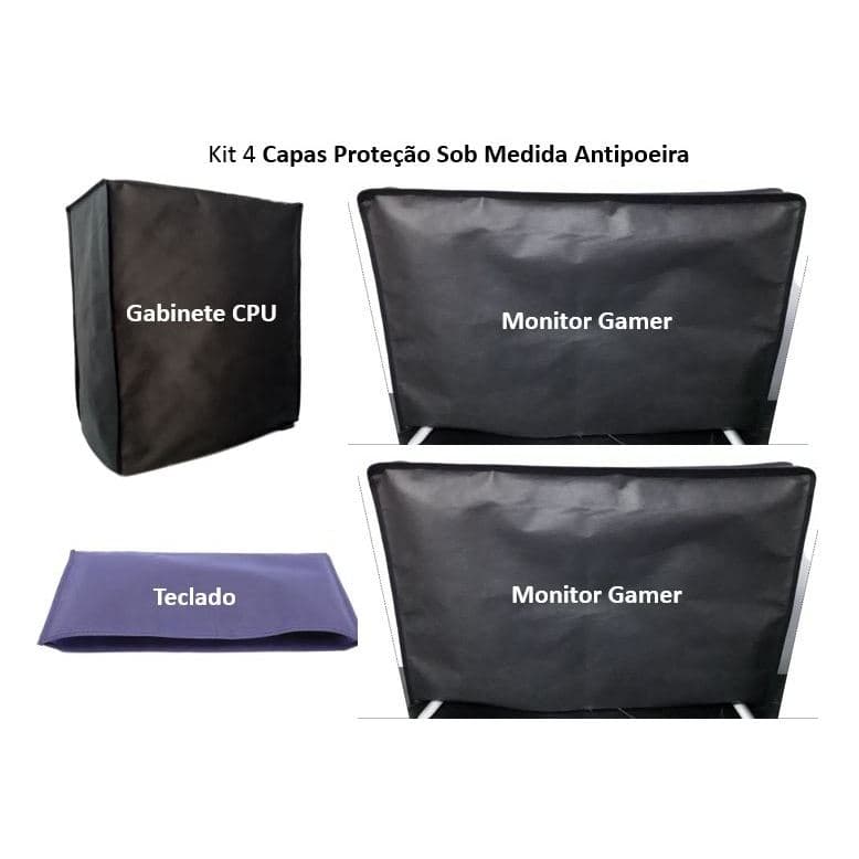 Kit 4 Capas 1. CPU Gabinete Gamer 1. Teclado 2. Monitor em TNT Preto Bonito Resistente