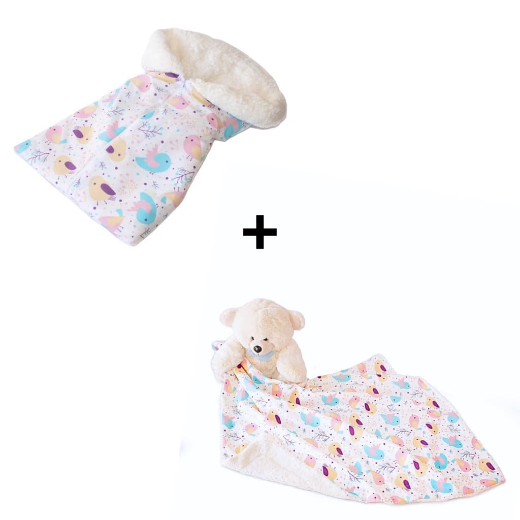 Kit Manta E Saco Sherpa Para Bebe Recem Nascido, Enxoval quentinho e acolchoado