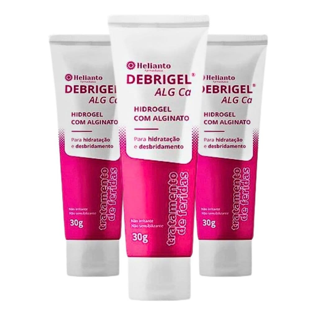 KIT 3un Debrigel 30g - Hidrogel Alginato de Cálcio e Sódio Helianto Hidratação Tratamento de Feridas