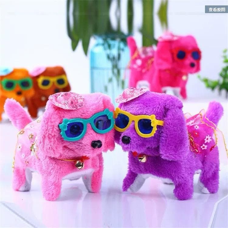 Brinquedo Cachorrinho Pelúcia Cachorro que Anda e Late a Pilha com Óculos e Acessórios/ Cachorro Brinquedo Criança