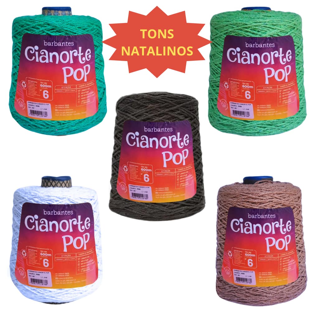 Rolo Barbante 6 Fios 600 Metros Tons Natalinos Cianorte Pop Para Crochê Natal Artesanato Tricô n6 Promoção Barato