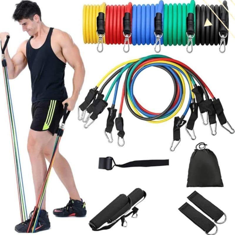 Kit  elástico extensor resistência equipamento de treino em casa kit fitness | musculação elástico multifuncional exercício físico fisioterapia acessório de treino PROMOÇÃO