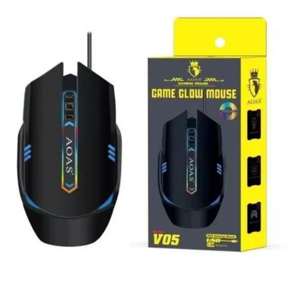 Mouse Gamer Aoas Para Jogo Usb Pc Notebook Led Rgb Óptico com Fio Original V03