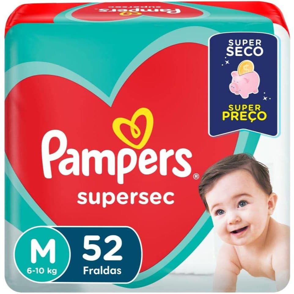 Fraldas Pampers SuperSec com Proteção Noturna para Bebês