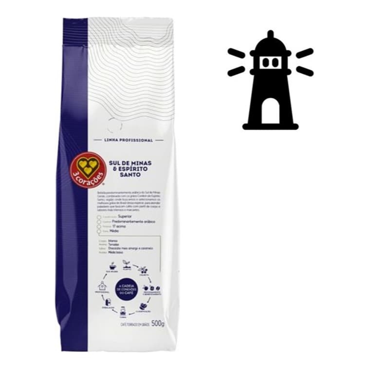 Café Torrado Em Grãos 3 Corações Sul de Minas e Espírito Santo 500g