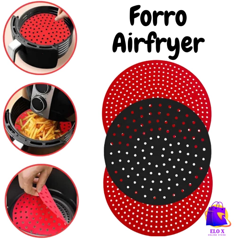 Tapete Forro Redondo e Silicone  Quadrado Airfry Airfryer Fritadeira Sem Óleos Elétrica 1 ou 3 peças