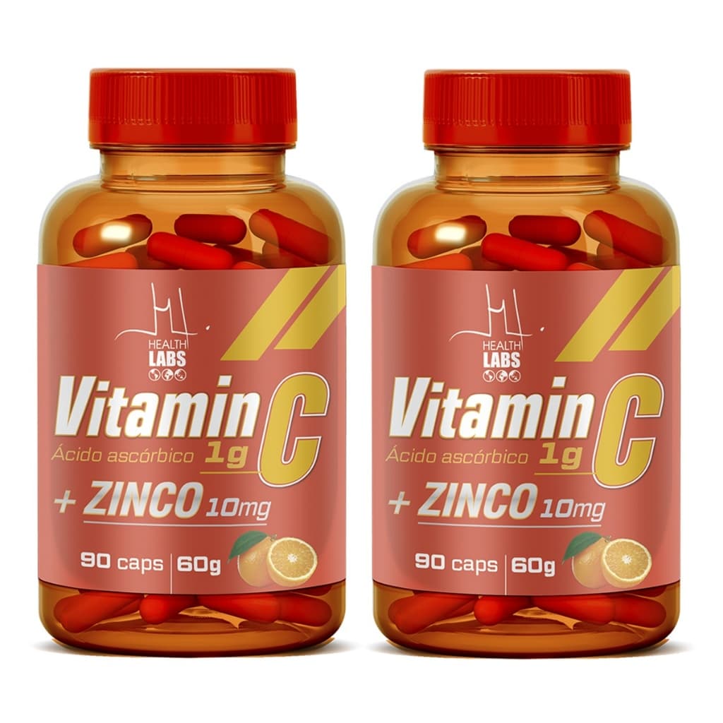 2un Vitamina C Zinco 90 Cápsulas - Health Labs