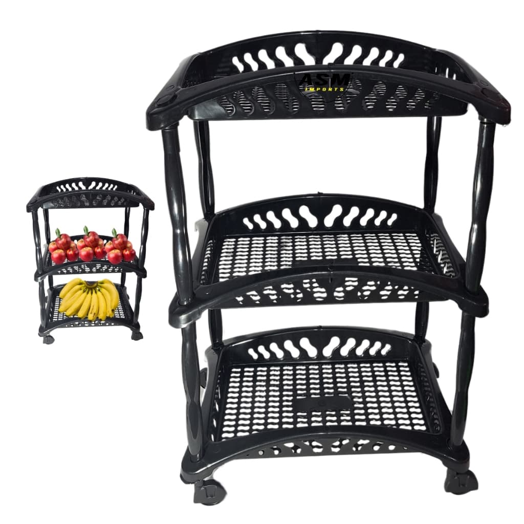 Organizador Vertical Telado Triplo Preto Organizador de Cozinha Fruteira P produtos de banheiro cestos