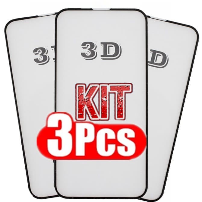 KIT Com 3 Película Para Samsung De Vidro 3D Full Proteção de Tela Para Samsung Galaxy A22 4G/A32 4G / 13 4G/ A52S-5G