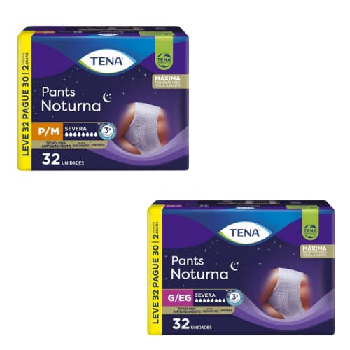 Fralda Geriátrica Roupa Íntima Tena Pants Noturna Unissex P/M C/32 G/EG/32