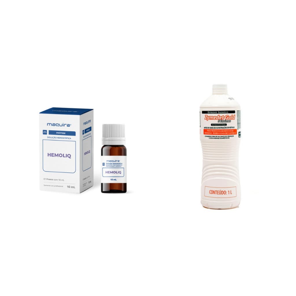 Kit Solução Hemostática Hemoliq + Detergente Enzimático 5 Enzimas 1L