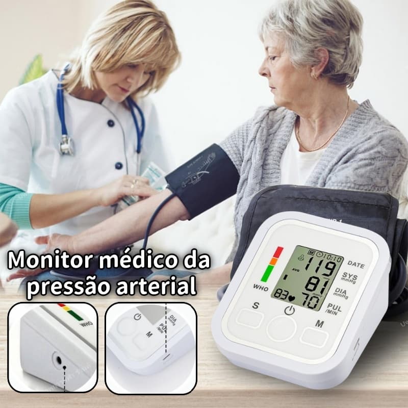 Aparelho Medidor Pressão Arterial Braço Digital Inteligente