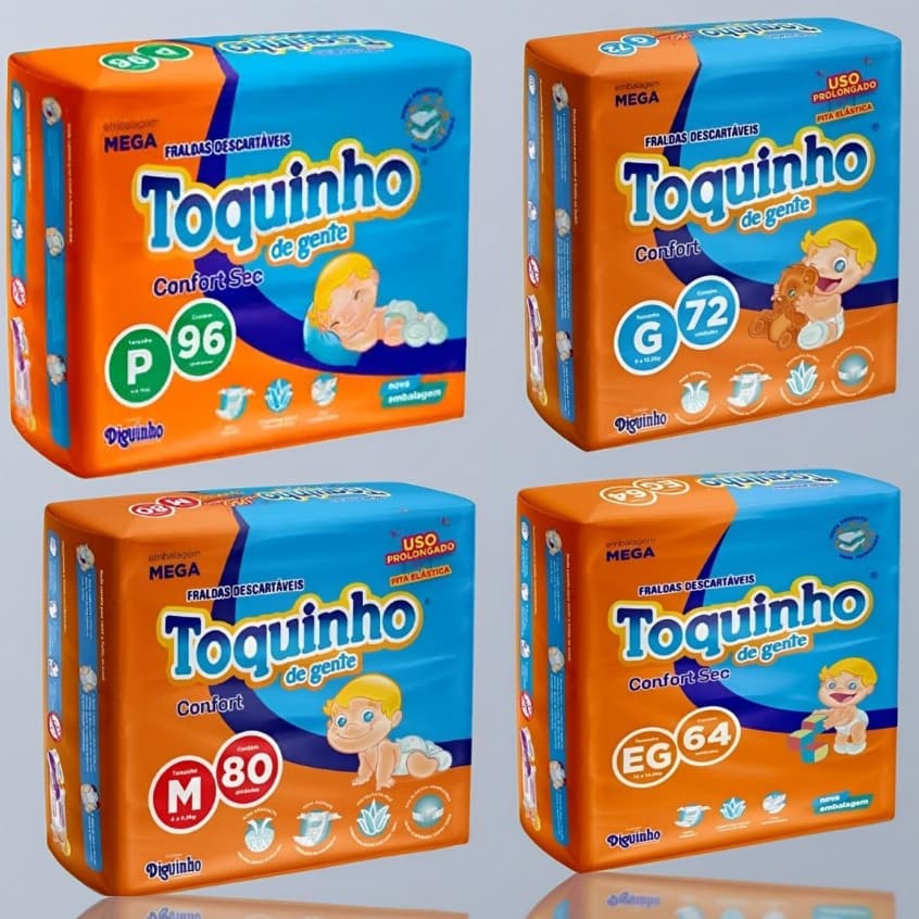 Fralda Descartável Infantil Toquinho de Gente Confort  Mega Pacotão