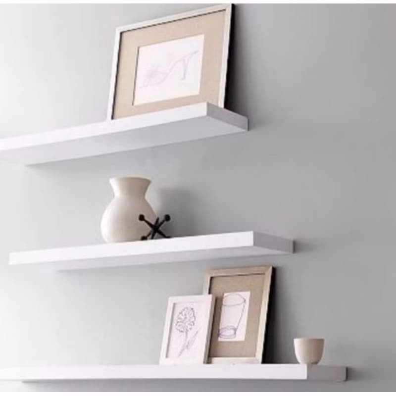 Kit Prateleiras Lisa 60x20cm Suporte invisível Mdf Reta Branco De Parede Livro Organizadora Cozinha Quarto.