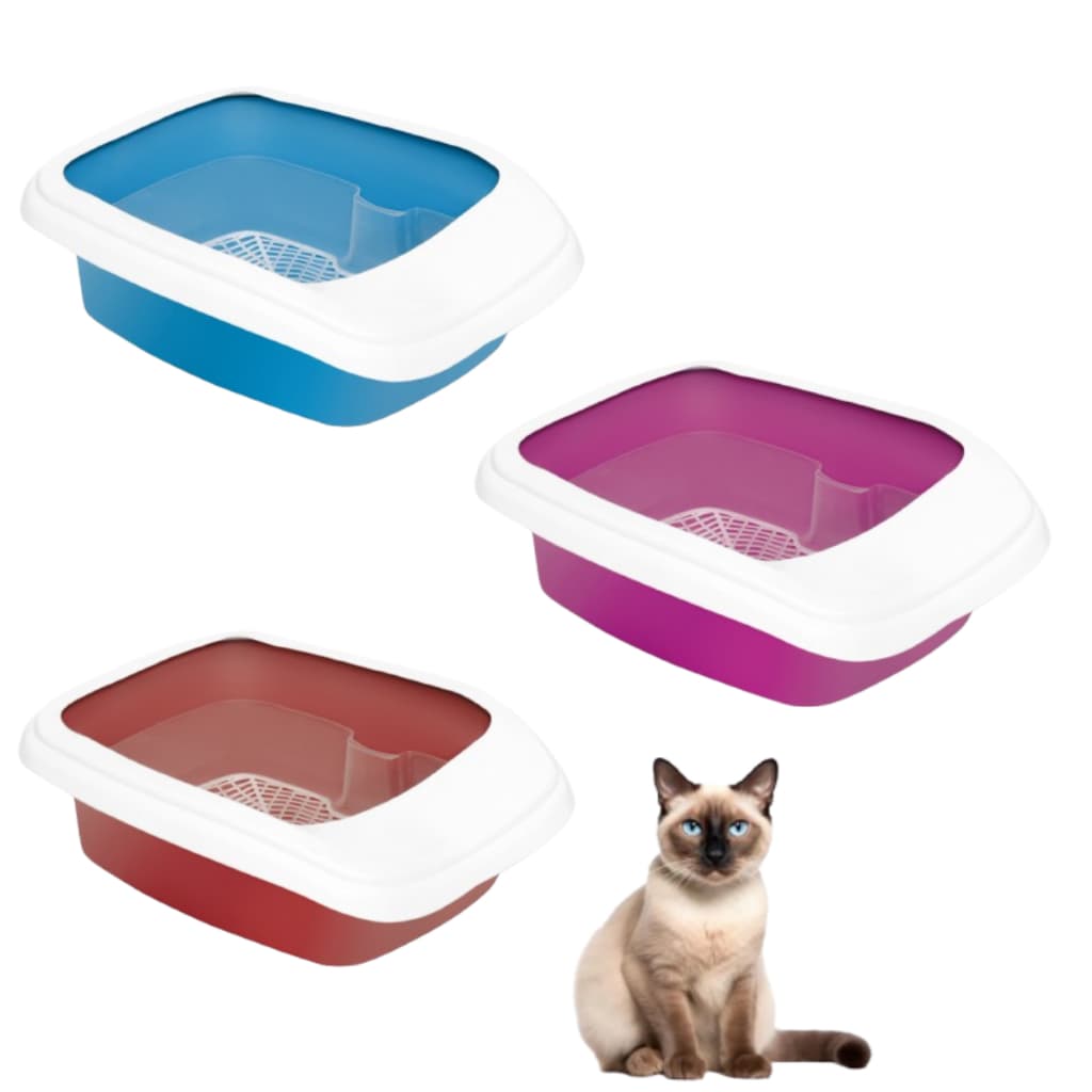 Caixa De Areia Gatos Furba banheiro Com Bordas Alvorada Bandeja Sanitária Kit 4 Peças