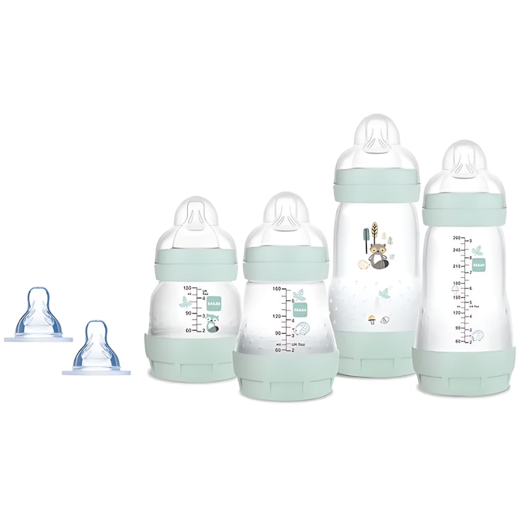 Kit Mamadeira Mam Easy Start Gift Set com 4 Mamadeiras e 2 Bicos Extras nº3 Fluxo Rapido Simétrico Ultramacio SkinSoft