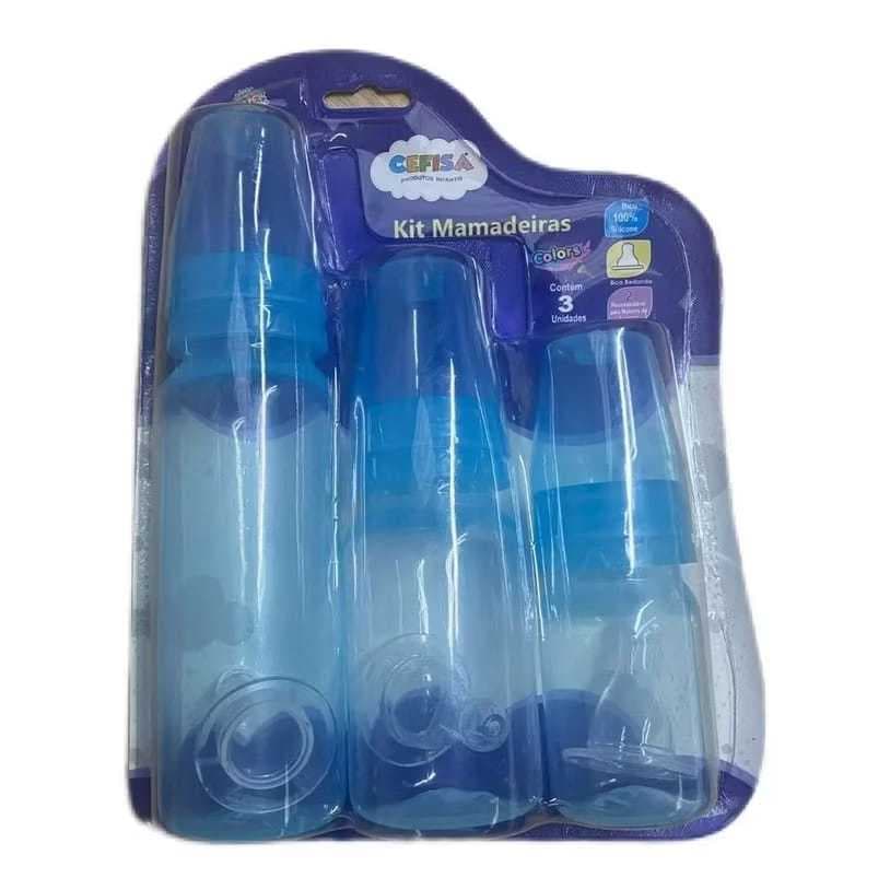 KIT 3 MAMADEIRAS BICO REDONDO CEFISA MENINO E MENINA CRIANÇA E BEBÊ