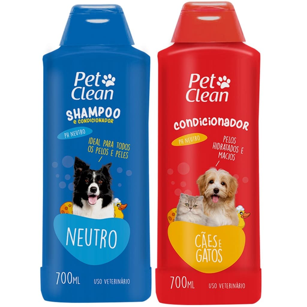 Kit Shampoo Neutro + Condicionador Banho e Tosa para Cães E Gatos