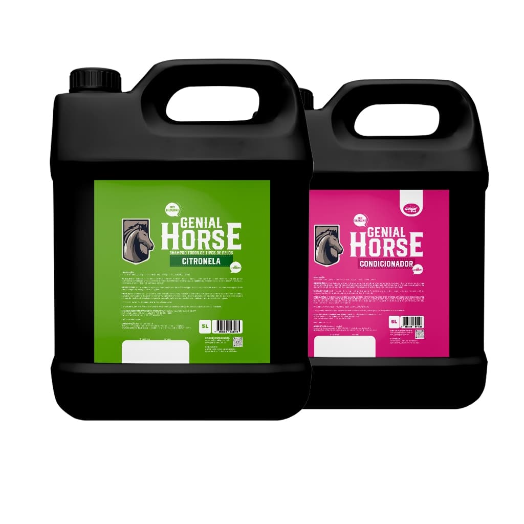 Kit Shampoo e Condicionador para Equinos todos os tipos de pelos 5 Litros Genial Horse Genial Pet