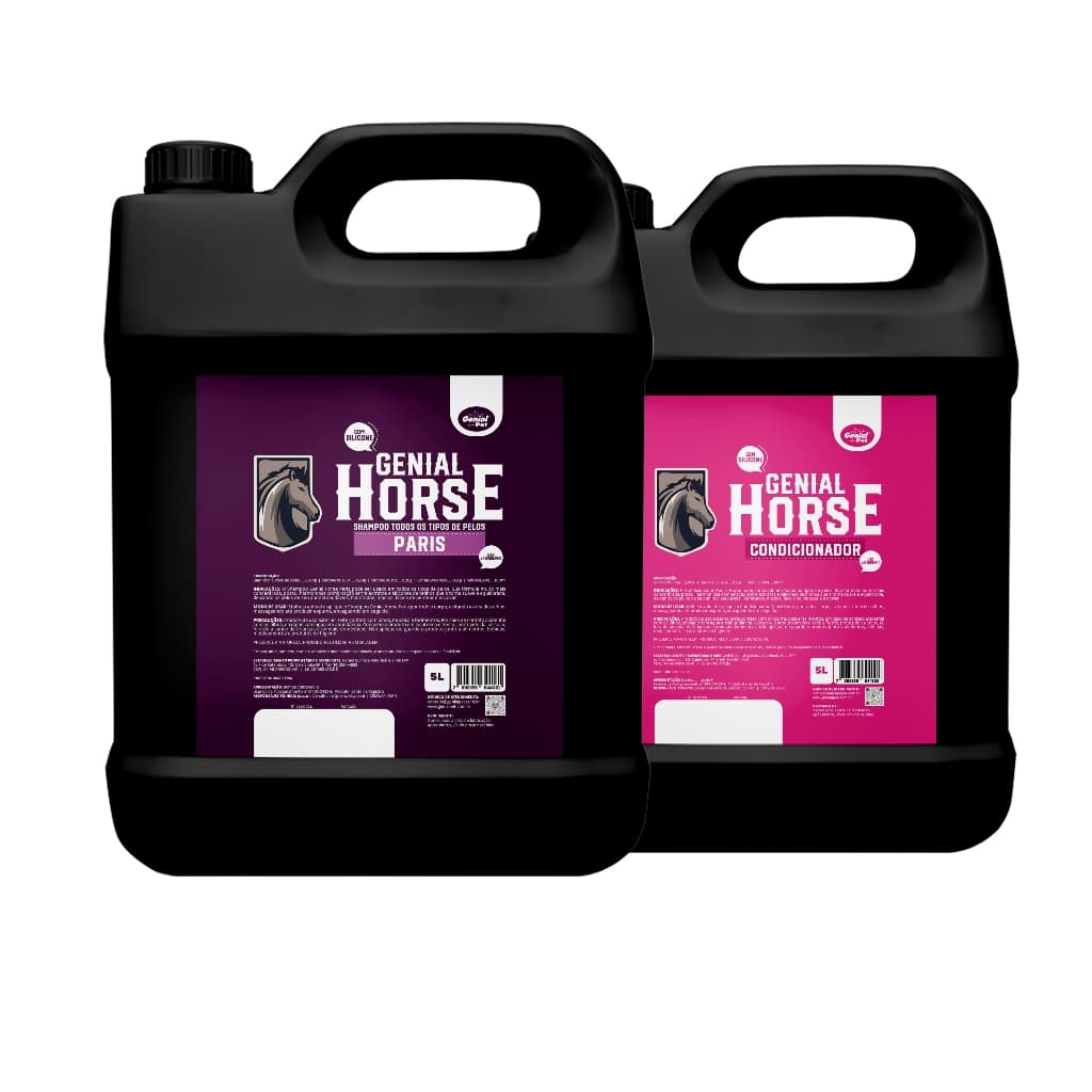 Kit Shampoo Paris e Condicionador para Equinos todos os tipos de pelos 5 Litros Genial Horse Genial Pet