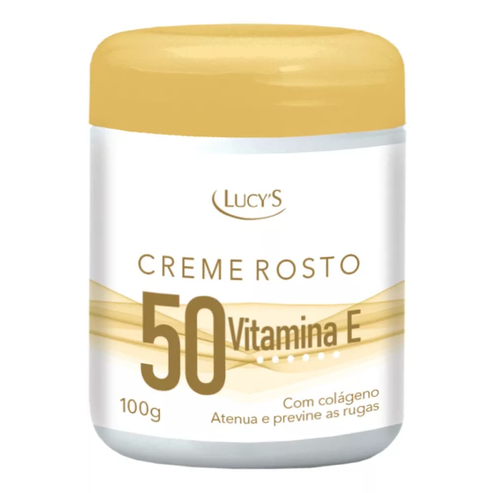 Creme Facial 50 Lucy's 100g Colágeno Vitamina E Anti-Idade Hidratante Antirrugas Pele Madura
