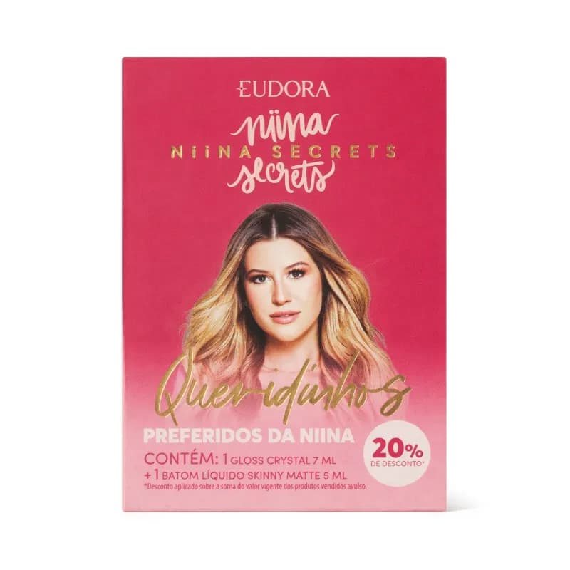 Kit MAQUIAGEM Queridinhos da Niina: Batom Líquido Matte 5ml + Gloss Crystal 7ml