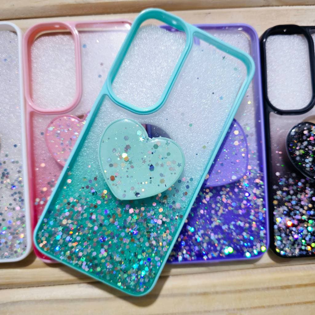 Capa capinha silicone anti impacto para Samsung M55 / Samsung M15 - com suporte de coração