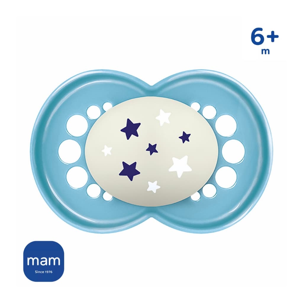 Chupeta Silicone Mam Brilha Escuro Night 6+ M Azul Meninos