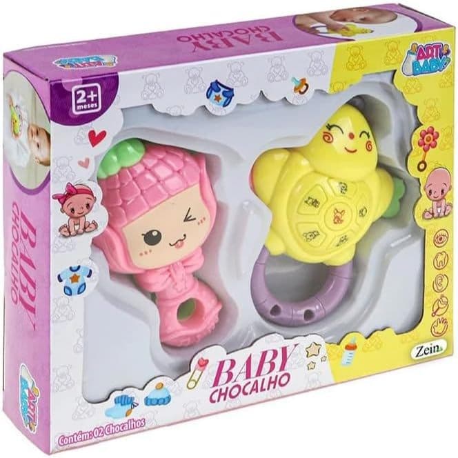 Chocalho Kit Baby 2 Peças Chocalho para Bebê Colorido