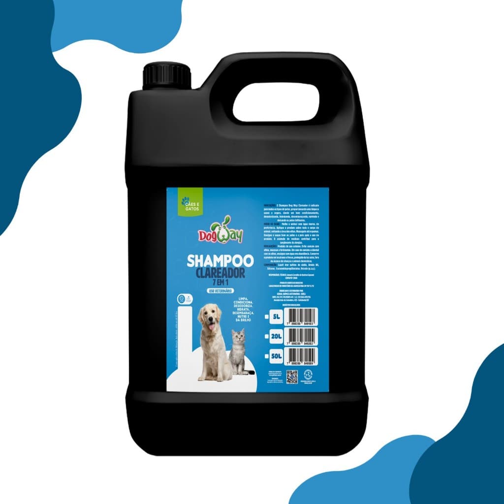 Shampoo Clareador Branqueador de Pelos Para Cachorro e Gatos - 5L Banho e Tosa