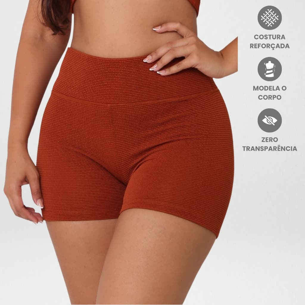 Short Canelado Feminino Academia Roupa  Fitness Esportivo Corrida Treino Yoga