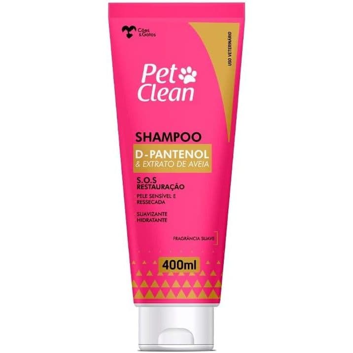 Shampoo Pet Clean D-Pantenol e Extrato de Aveia para Cães e Gatos 400ml