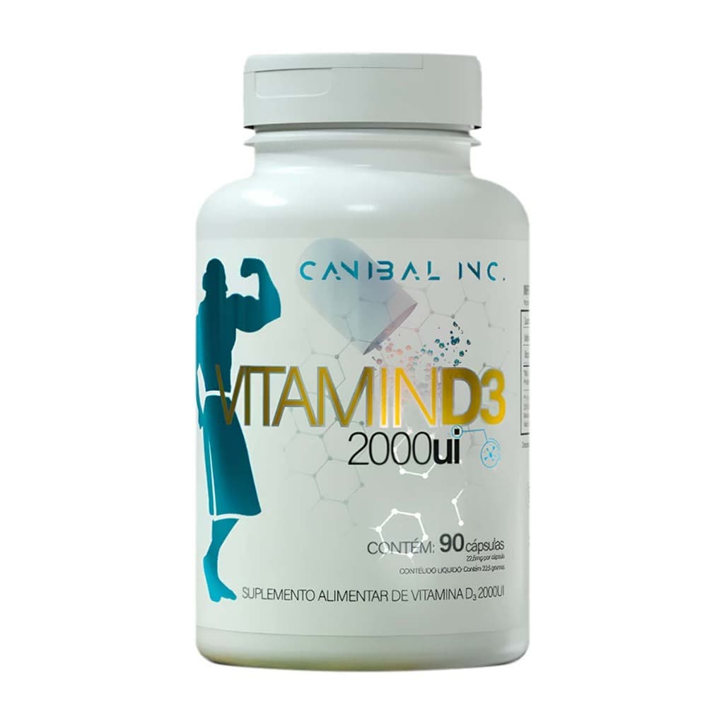 Vitamina D3 2000 UI 90 Cápsulas Canibal Inc Colecalciferol Suplemento Vitamina D Imunidade Ossos