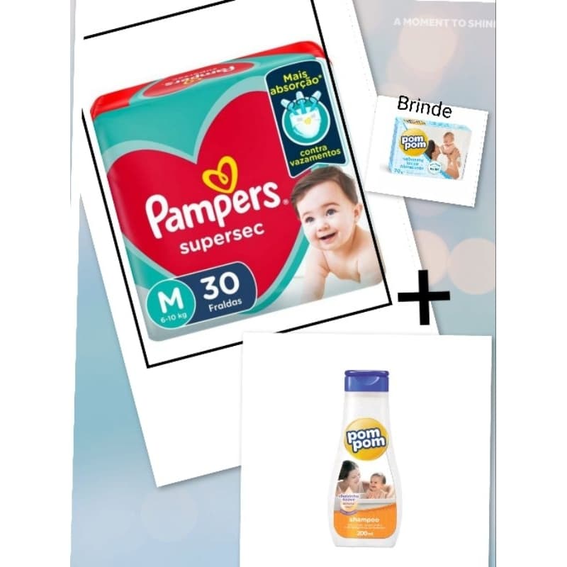 Kit chá de Fralda Pampers + Pom Pom