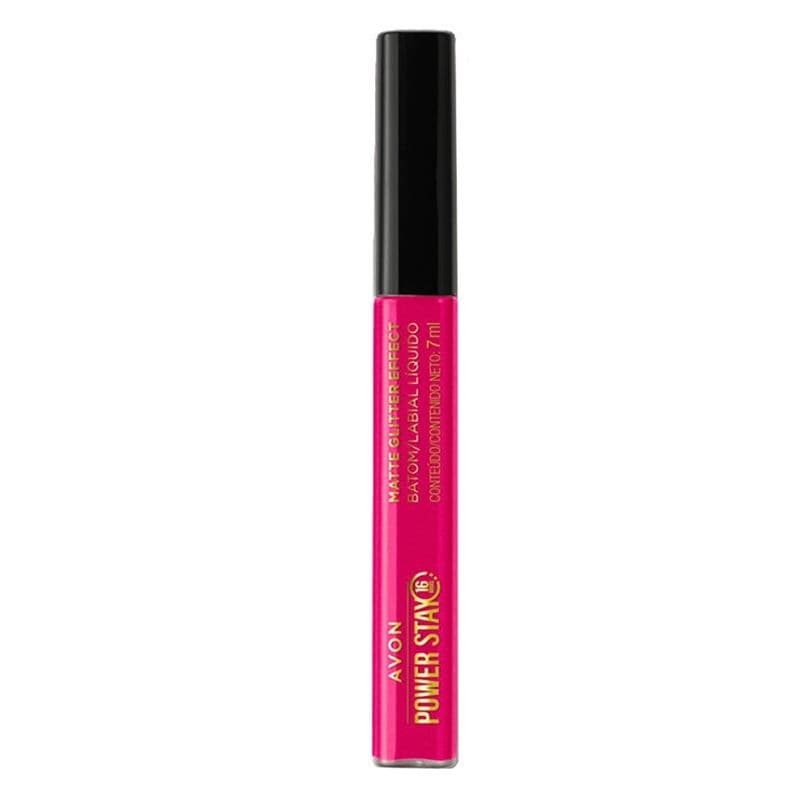Batom Liquido Matte Glitter Magenta Reluzente  Effect Avon Power Stay 