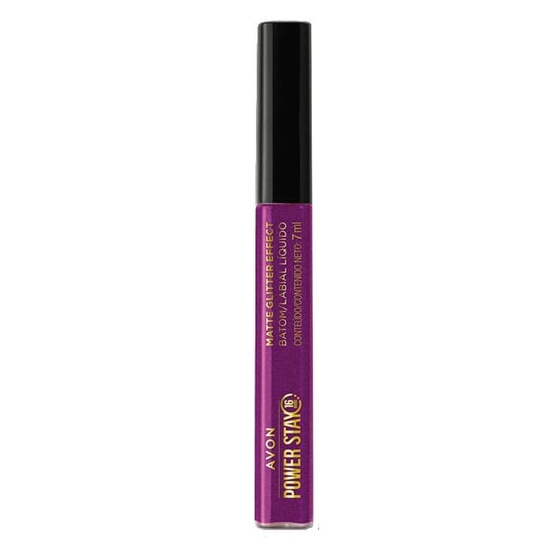 Batom Liquido Matte Púrpura Deslumbrante Glitter Effect Avon Power Stay 