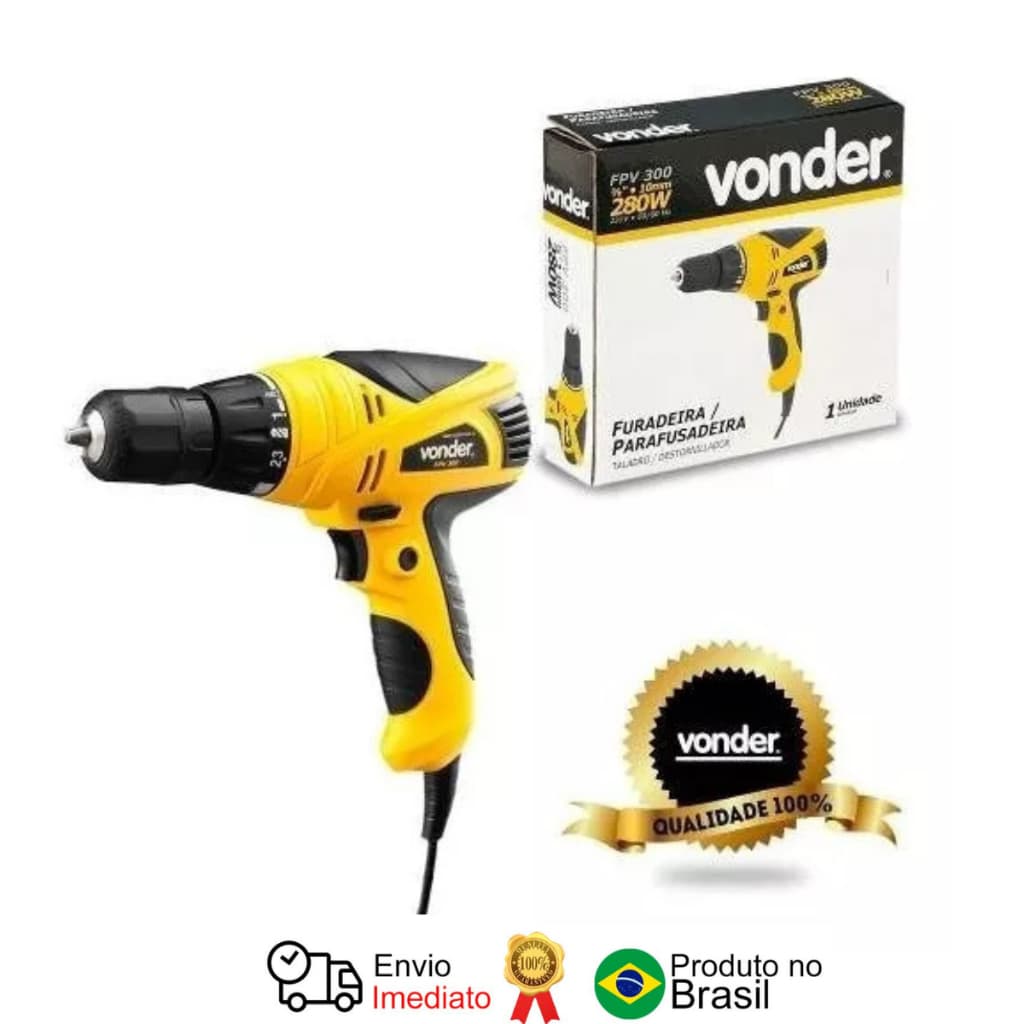 Furadeira e Parafusadeira Elétrica 3/8' Fpv 300 220V 280W Vonder