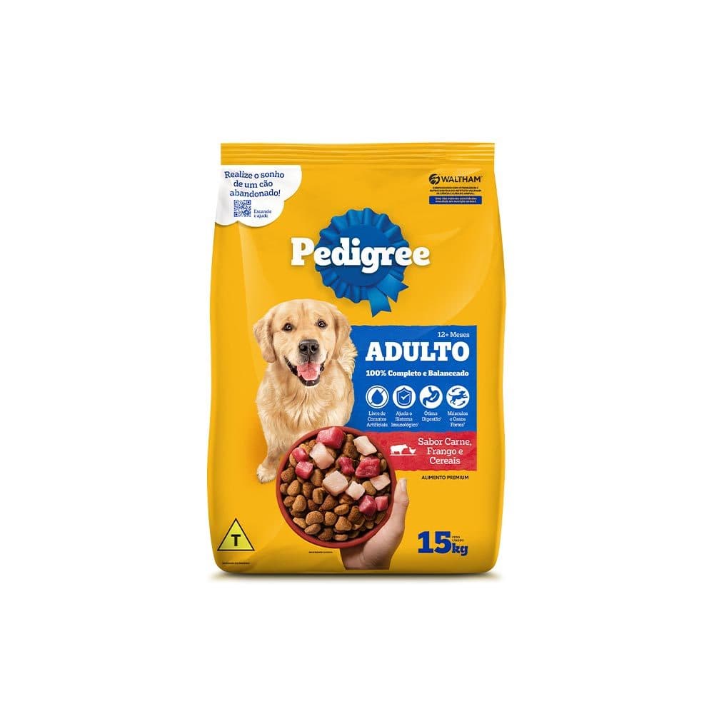 Ração Pedigree para Cães Adultos Sabor Carne, Frango e Cereais 15kg