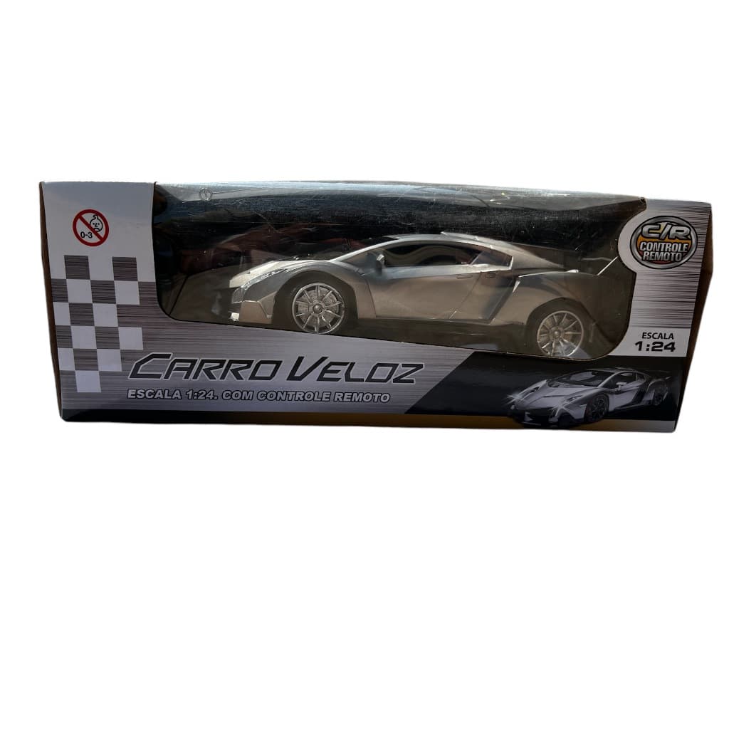 Fun Game Carrinho De Controle Remoto Corrida Veloz Com Luz No Farol Cor Cinza