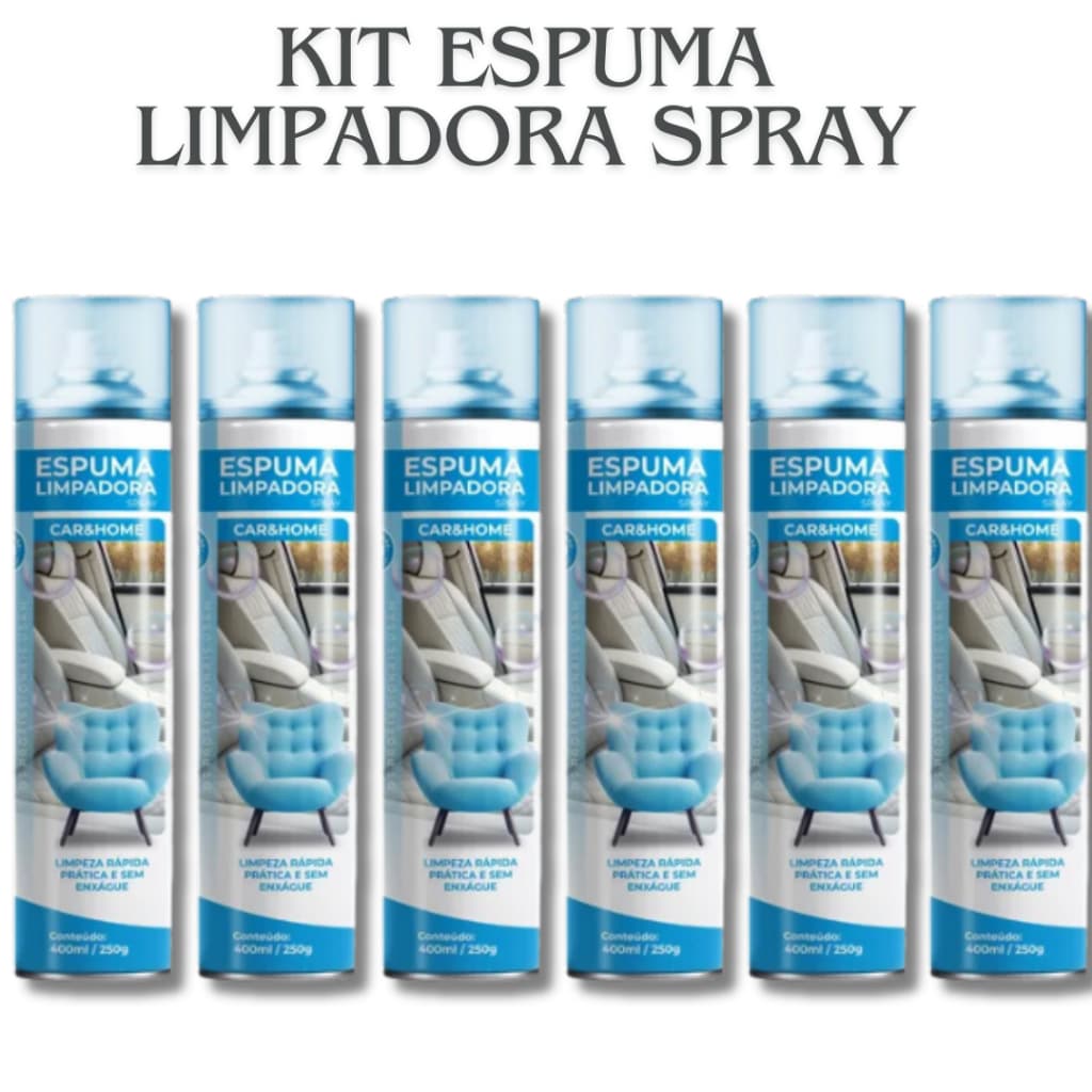 Kit 3 ou 6 Unidades Espuma Mágica  Limpa tenis Limpadora a seco Spray para Carro e Casa 400ml Etaniz