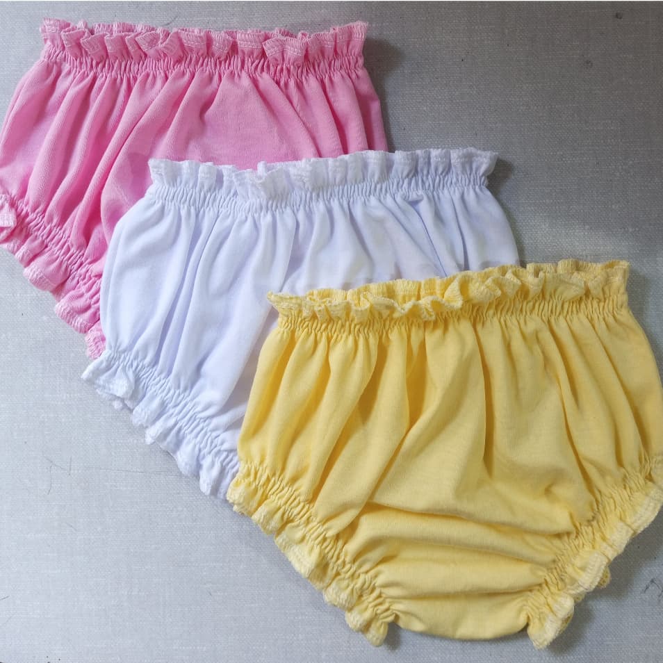 KIT COM 3 Calcinha infantil  Tapa fraldas de bebê em MALHA DE ALGODÃO