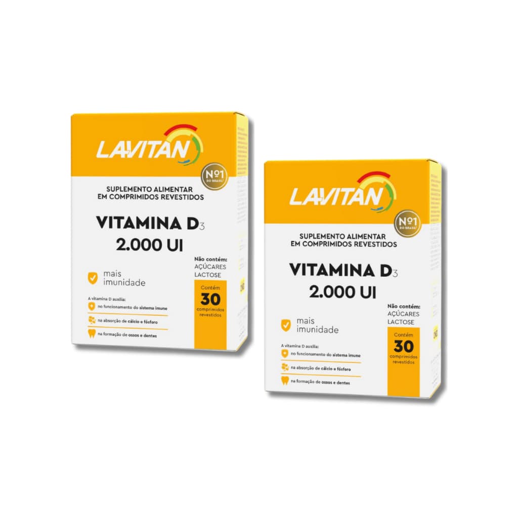 Kit 02 Lavitan Vitamina D 2000 UI Imunidade e Vitaminas Esssenciais 60 Comprimidos