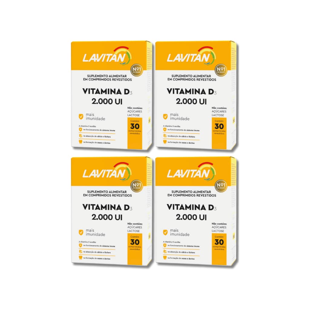 04 Un Lavitan Vitamina D 2.000 UI Imunidade e Vitaminas Esssenciais 120 Comprimidos