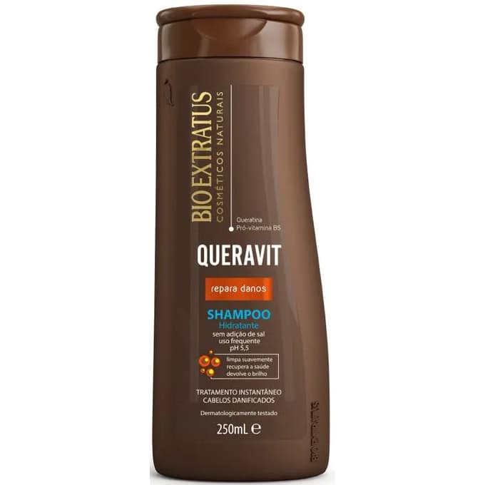 Shampoo Hidratante Limpeza Suave Repara Danos Queravit Bio Extratus Tratamento Instantaneo Cabelos Danificados 250ml
