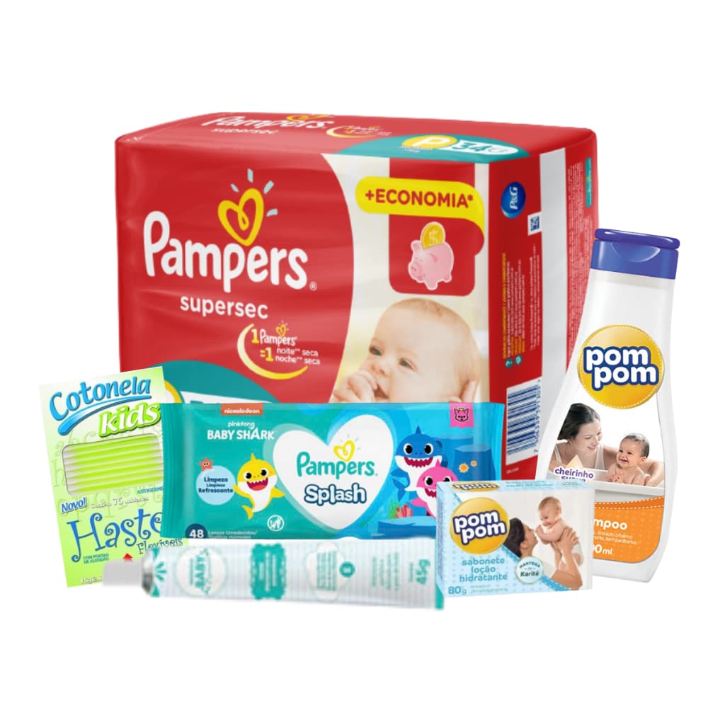 Kit Higienico De Bebe Pomada de Assadura Lenço Umedecido Fraldas Pampers com Envio Rapido