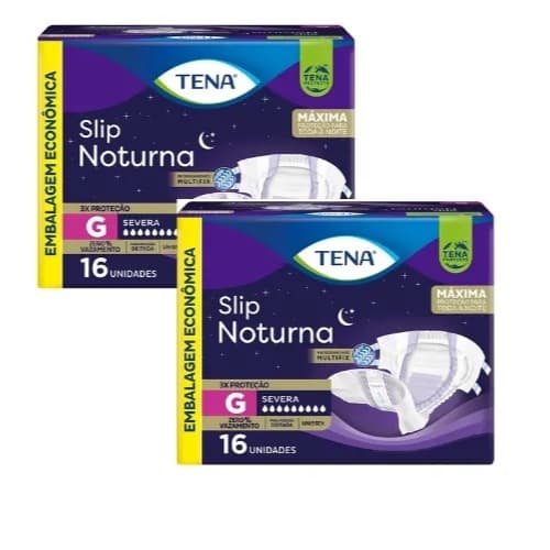 Kit 2ptes Fralda TENA SLIP NOTURNA G 16un -Total 32unidades