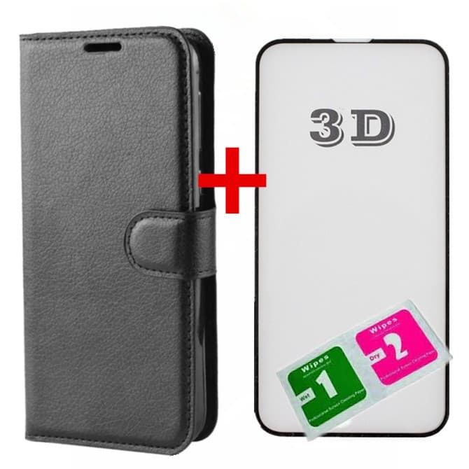 KIT Capa Capinha Carteira Flip + Película 3D Para Modelos Samsung /Cor -Preto